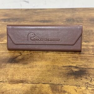 Ducks Unlimited Brown Faux Leather Folding Triangle Eyeglass Sunglasses Case